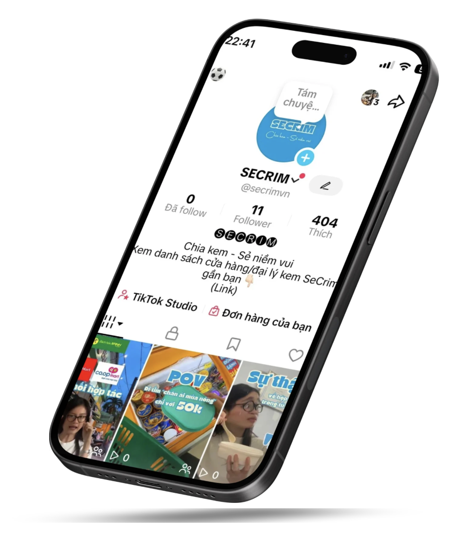 TikTok content strategy mockup for SeCrim Ice Cream